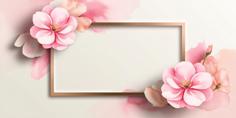 Illustrated flower frame for text isolated empty background
