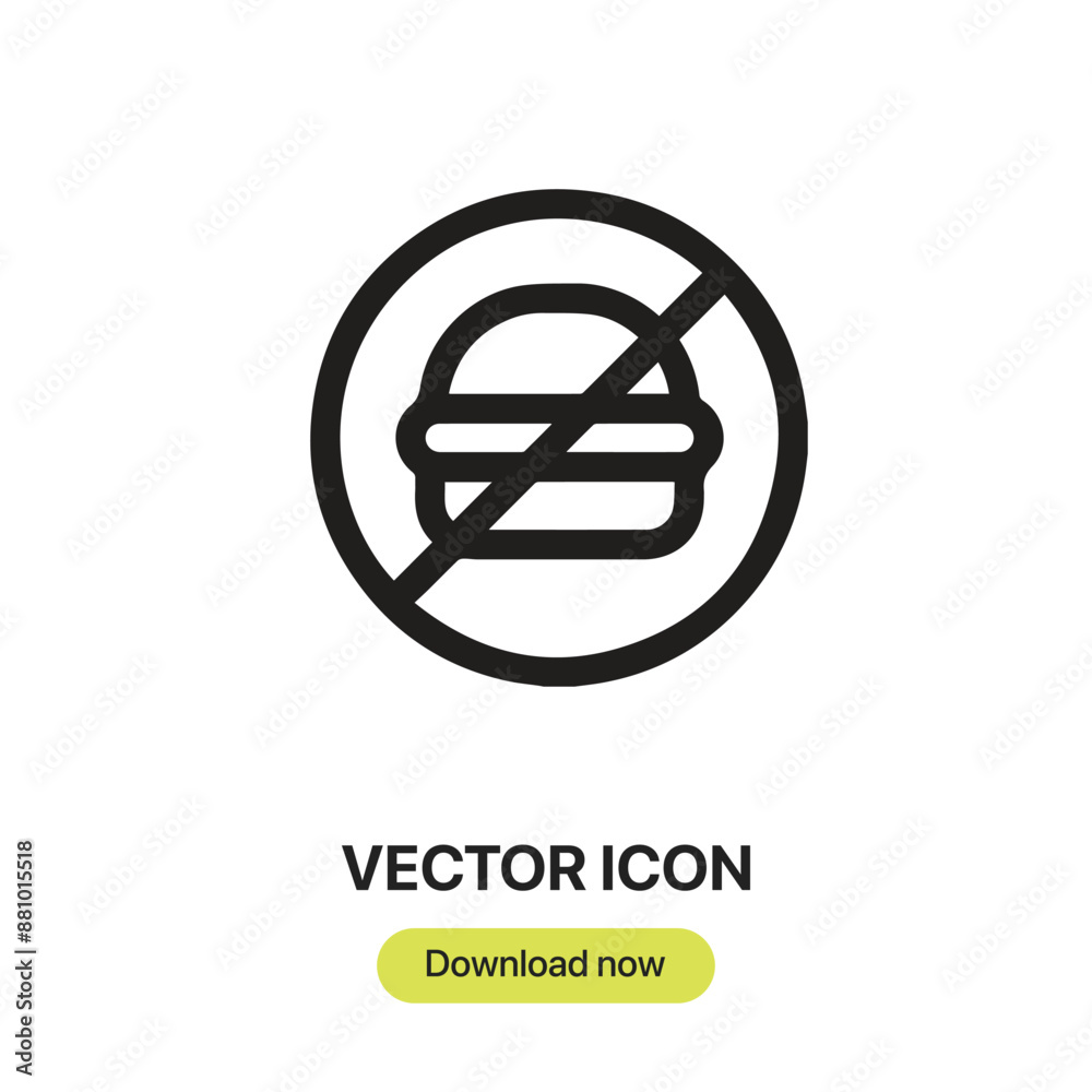 Fototapete no food icon vector. linear-style sign for mobile concept and web design. no food symbol illustratio