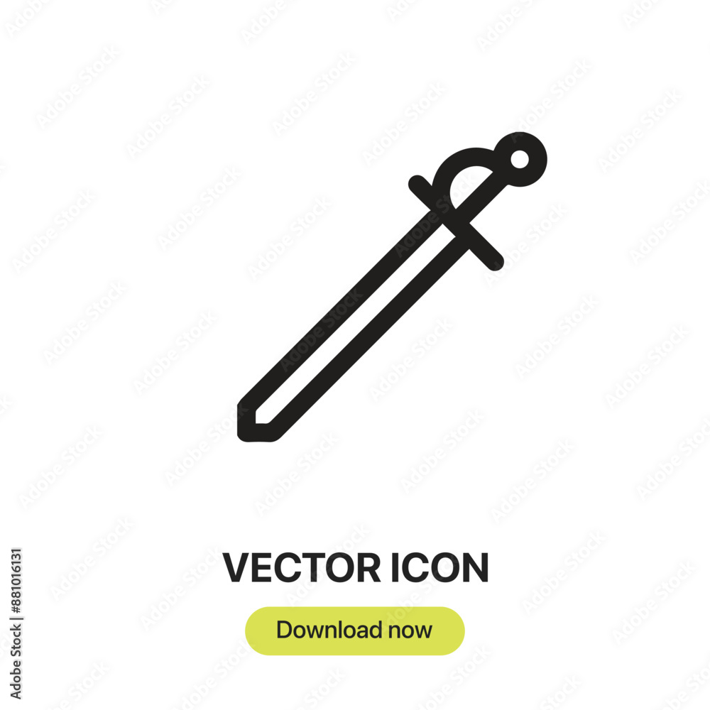 Leinwandbilder Sword icon vector. Linear-style sign for mobile concept and web design. Sword symbol illustration. Pixel vector graphics - Vector.	