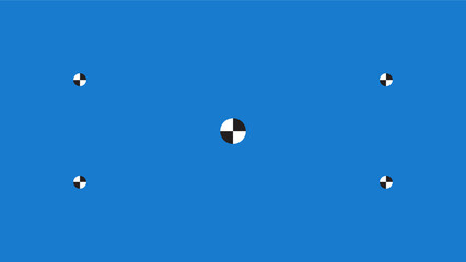 Blue screen with VFX motion tracking markers. Chroma key color video footage with track point.