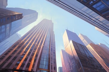 Naklejka premium skyscraper office building abstract backgrounds illustration