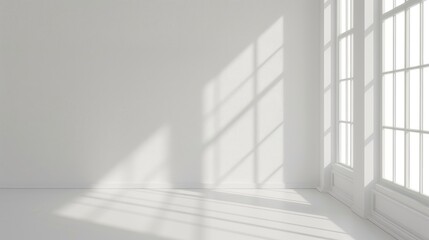 Fototapeta premium Background material in a white room with a window