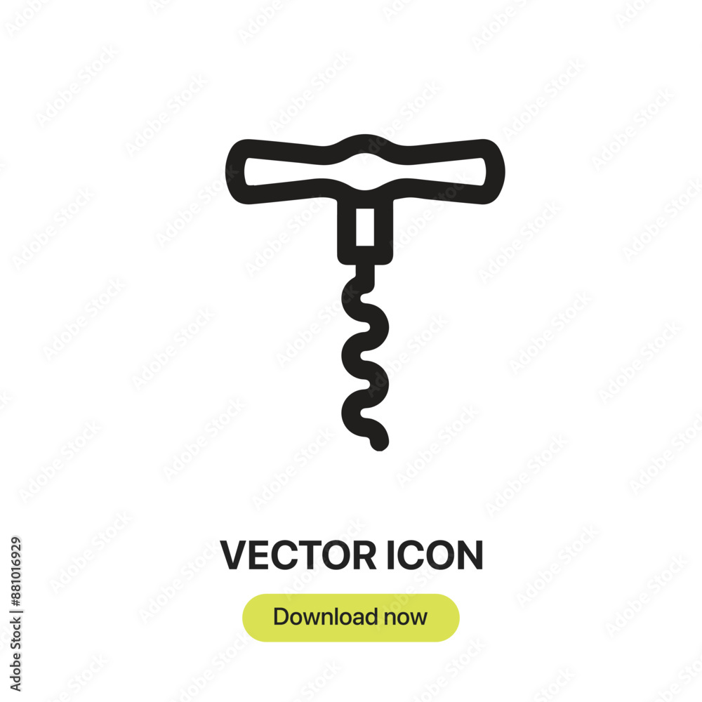Leinwandbilder corkscrew icon vector. linear-style sign for mobile concept and web design. corkscrew symbol illustr