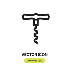 Corkscrew icon vector. Linear-style sign for mobile concept and web design. Corkscrew symbol illustration. Pixel vector graphics - Vector.