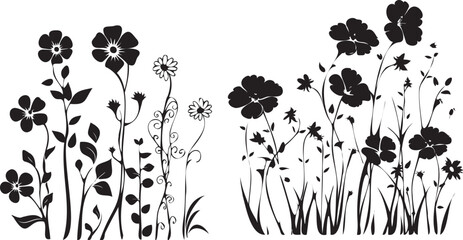 flowers black silhouette 