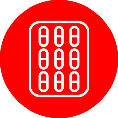 Pills Vector Line White Circle Red