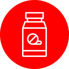 Aspirin Vector Line White Circle Red