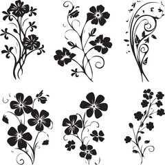 flowers black silhouette 