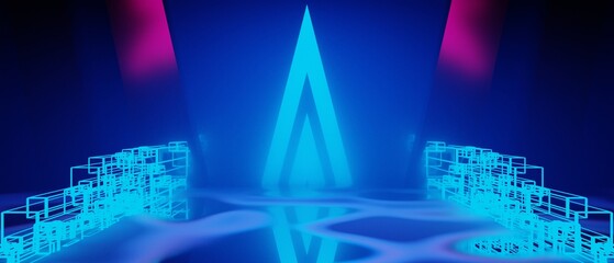 3d illustration rendering of gamer technology futuristic cyberpunk sci-fi display podium, gaming scifi stage pedestal abstract  background