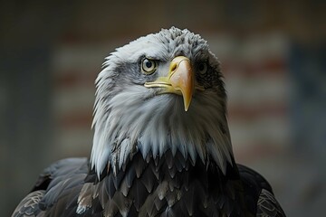 Obraz premium Patriotic eagle with waving flag.
