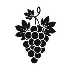 black silhouette image of grapes isolated on a white background 