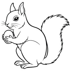 Minimalist Squirrel with Easter Egg Line Art Vector Illustration