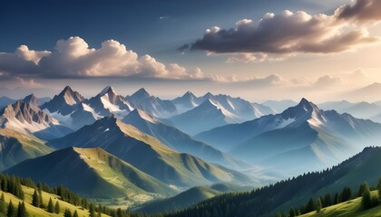 Fototapeta premium Beautiful mountains landscape panorama view