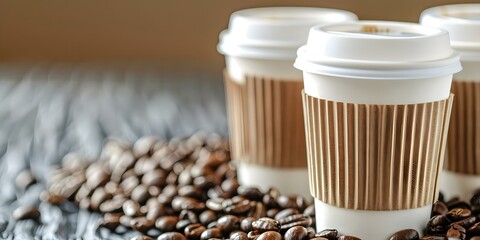 Discounts at Eco-Friendly Coffee Shop for Reusable Cups and Fair Trade Beans. Concept Eco-Friendly Coffee, Discounts, Reusable Cups, Fair Trade Beans, Sustainable Practices
