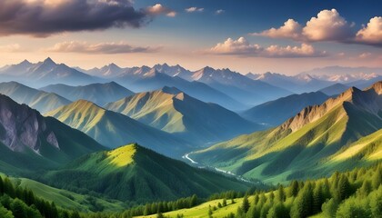 Fototapeta premium Beautiful mountains landscape panorama view