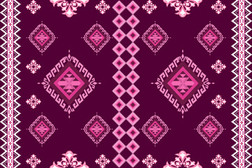 Ikat native traditional floral paisley seamless pattern. Ethnic oriental embroidery on damask background. Tribal Aztec abstract geometric style illustration design for texture, textile, fabric, ornate