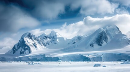 Obraz premium Majestic Snowy Mountain Range in Antarctica