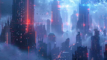 Obraz premium Futuristic Spaceport City - Dreamland Sci-Fi Wallpaper for Gaming Background