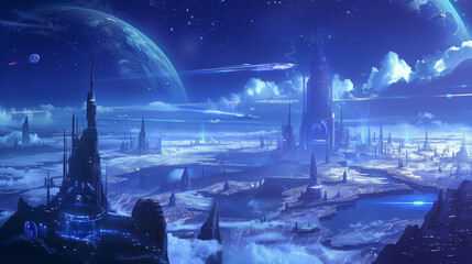 Futuristic Spaceport City - Dreamland Sci-Fi Wallpaper for Gaming Background
