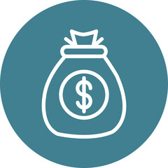 Money Bag Vector Line White Circles Multicolors