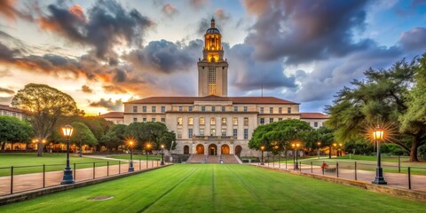 Golden Hour Glow on the UT Tower, Austin, Texas , Sunset , Architecture , University , Texas