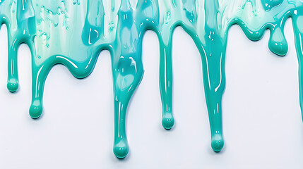 Green slime dripping isolated on white background