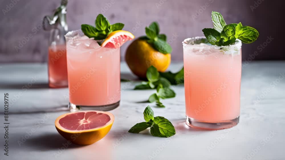 Sticker  Refreshing summer cocktails with a twist of citrus and a sprig of mint