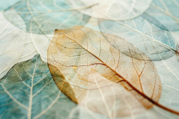 Obraz premium Beautiful leaf watercolor botanical background in pastel colors