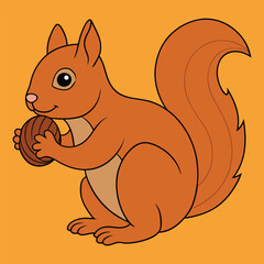 Cute Squirrel with Easter egg vector illustration.