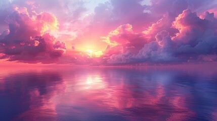 A panoramic image of a pink and purple sky at sunset. Use as a header, background, or web banner