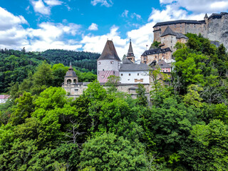 Aerial view of Orava Castle in Slovakia using a drone