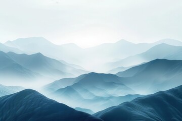 Fototapeta premium A minimalist mountain landscape under a hazy sky
