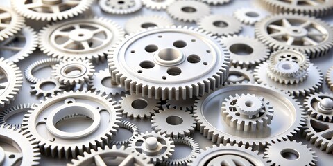 Interlocking Gears - A Close-Up Perspective of Metal Cogs, machinery, industrial, mechanism, engineering