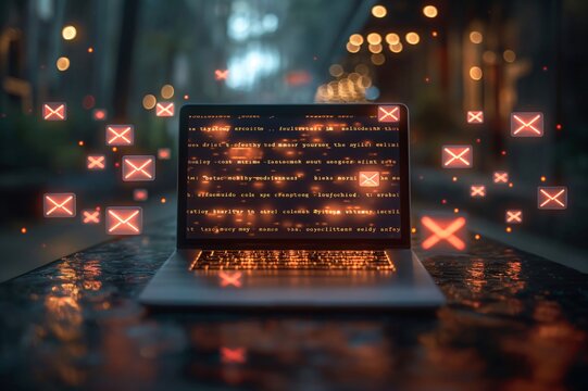 Laptop showing source code receiving multiple error notifications