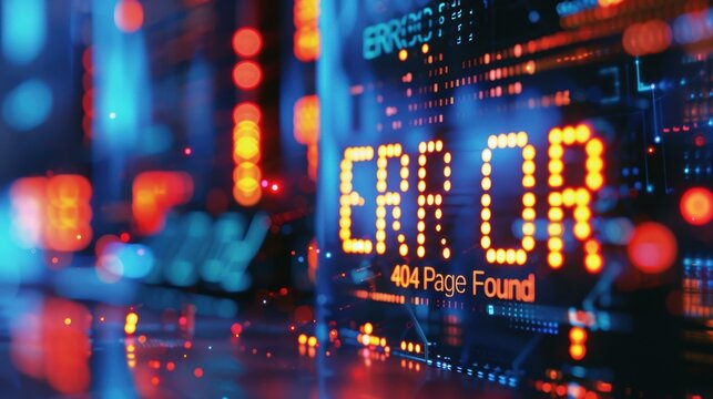 404 error message on a digital display. AI.