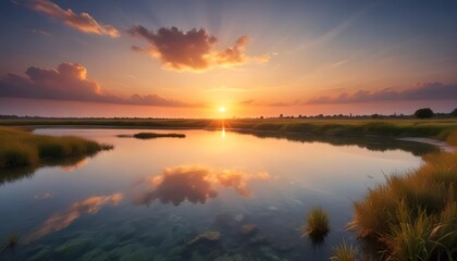 Obraz premium Sunset view over beautiful water, beautiful landscape