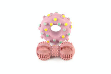 Set of dog toys isolated on white.