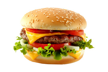 Cheeseburger with black beans, vegetables and spices isolated on transparent white background.