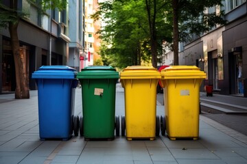 Selective collection of garbage colored containers. Let's make the planet cleaner with separate waste collection
