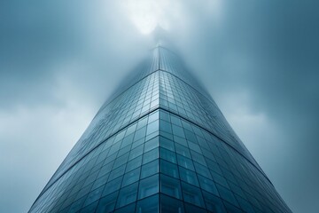Skyscraper Piercing Through the Clouds