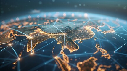 A globe with a network of lines connecting it