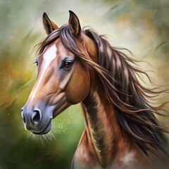 Obraz premium Horse head drawing watercolor style. 2026 is the year of the horse according to the eastern calendar.