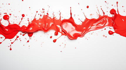 Red Drops of Water Ink Dripped on White Background, Abstract Image, Texture, Pattern Background, Wallpaper, Cover and Screen of Smartphone, Cell Phone, Computer, Laptop, Format 9:16 and 16:9