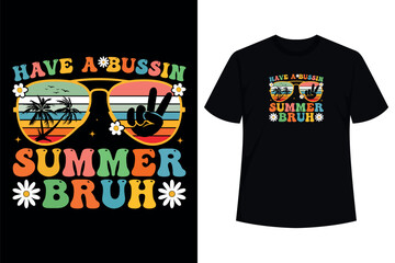 Have A Bussin Summer Bruh End Of School Retro Sunglass Boys T-Shirt