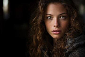 Fototapeta premium A woman with long brown hair