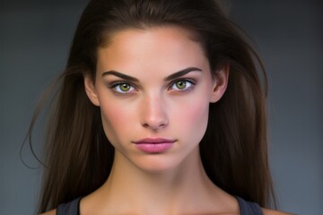 Fototapeta premium A woman with long brown hair and green eyes