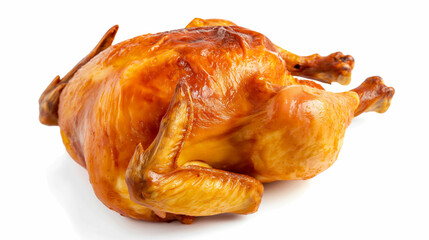 A perfectly roasted chicken, its golden skin glistening with savory promise.