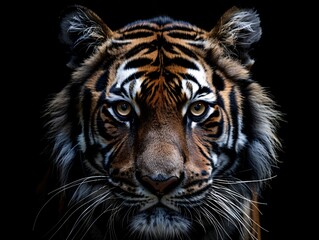 Fototapeta premium Majestic Tiger Staring Intently in the Darkness