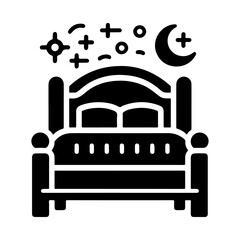 Bed icon silhouette vector. Human in bed illustration simple design