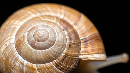 Detailed macro shot of a snail shell